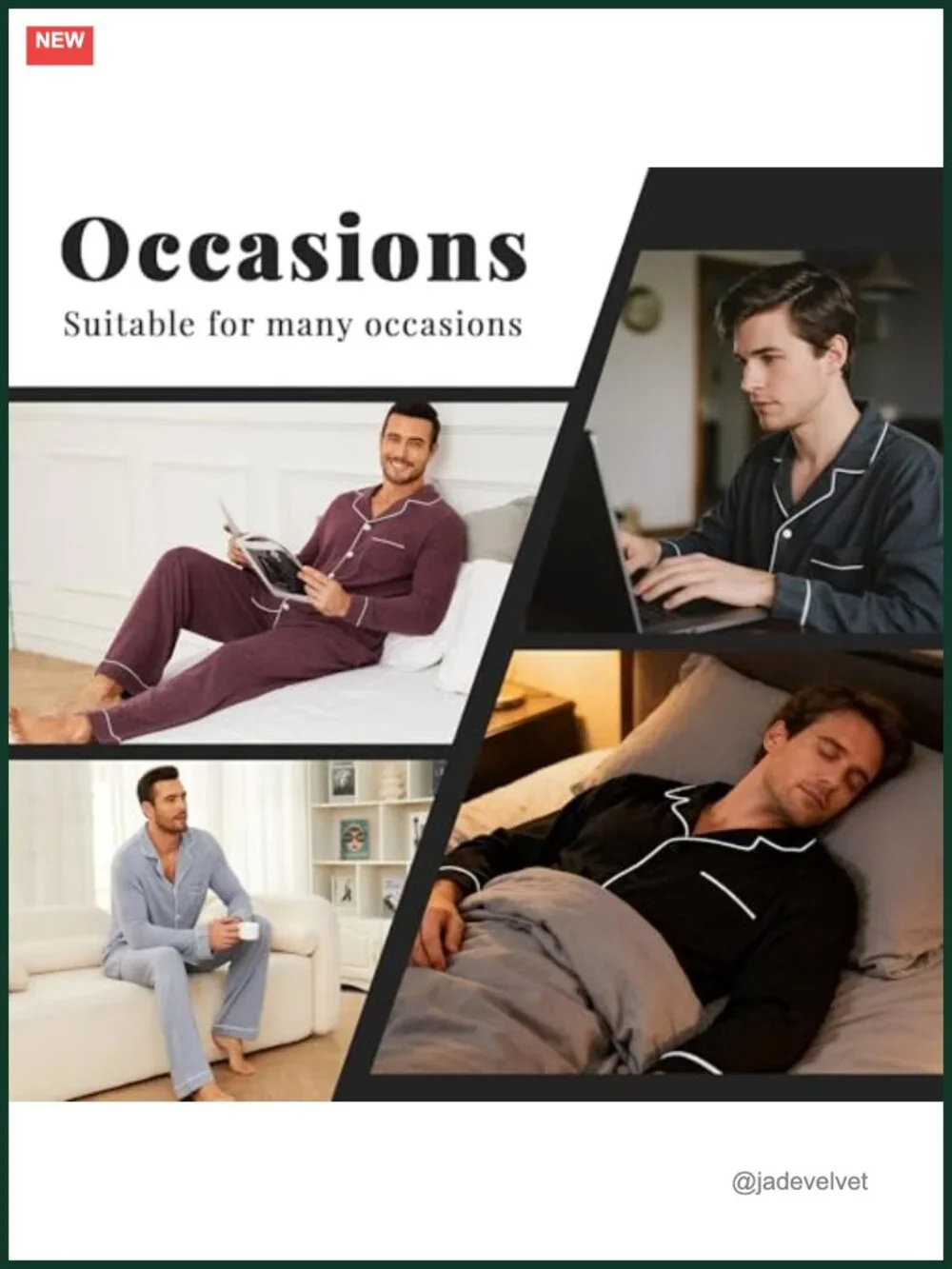 Mens Ultra Soft Pajama Set Stretch Long Sleeve Lounge Pjs Button-Down